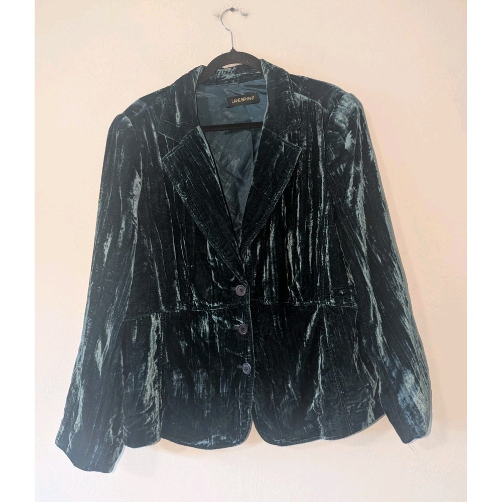 2X Lane Bryant Teal Crushed Velvet Blazer